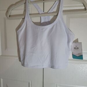 HEATH yoga women's Size 4 Padded sport bra White Nwt Never wore Beautiful desig